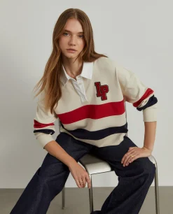 Polo manga comprida às riscas