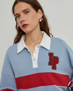 Polo manga comprida às riscas