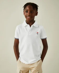 Polo manga curta em algodão