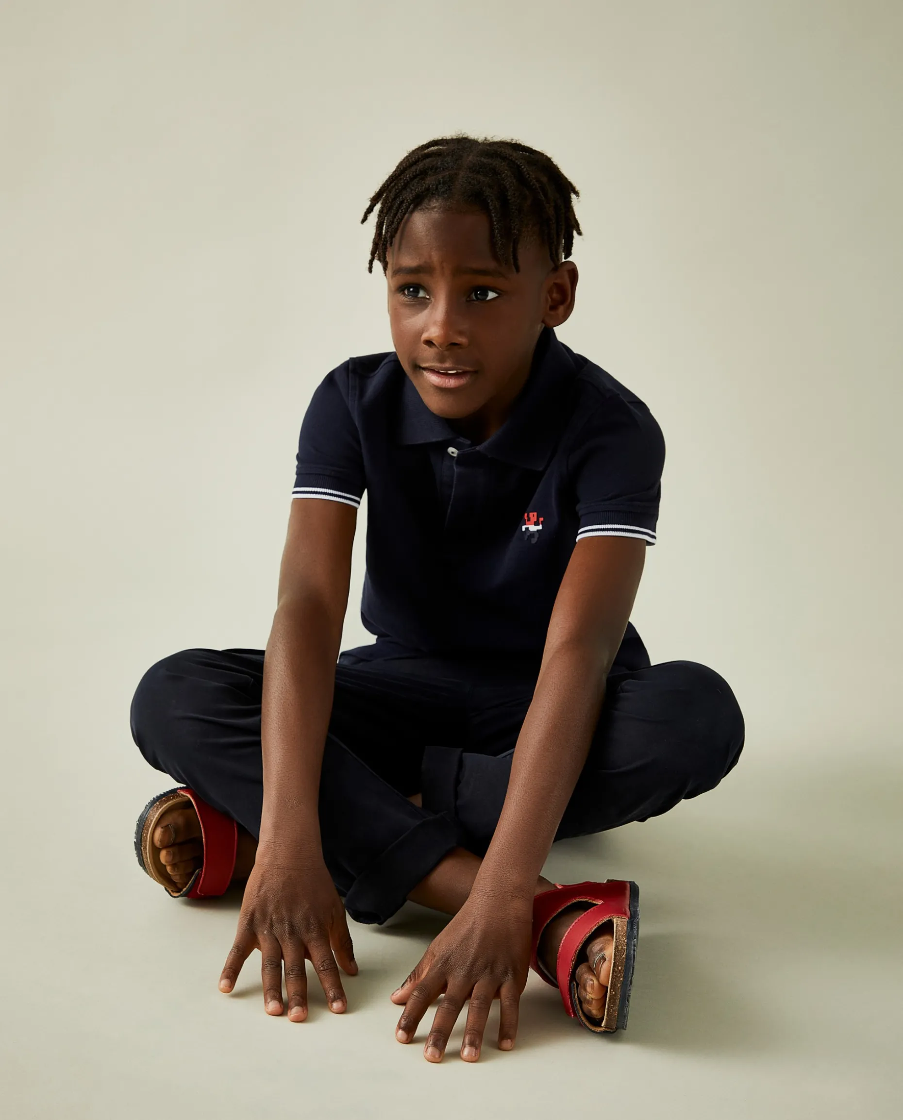 Polo manga curta em algodão