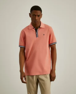 Polo manga curta em algodão com riscas