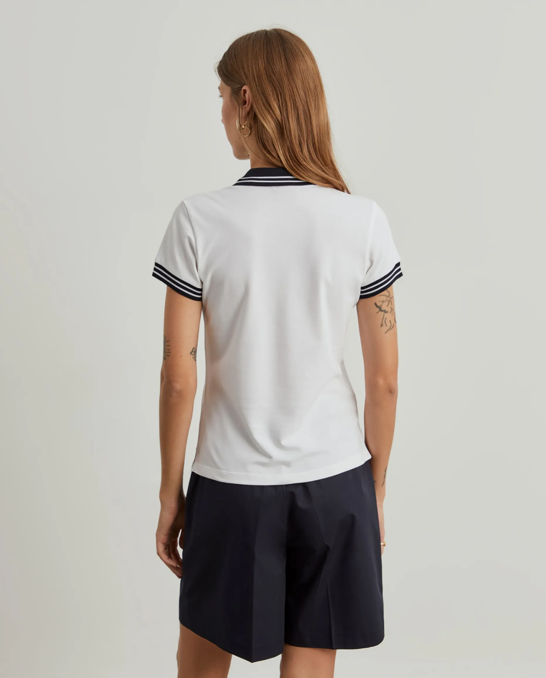 Polo piqué bicolor em algodão