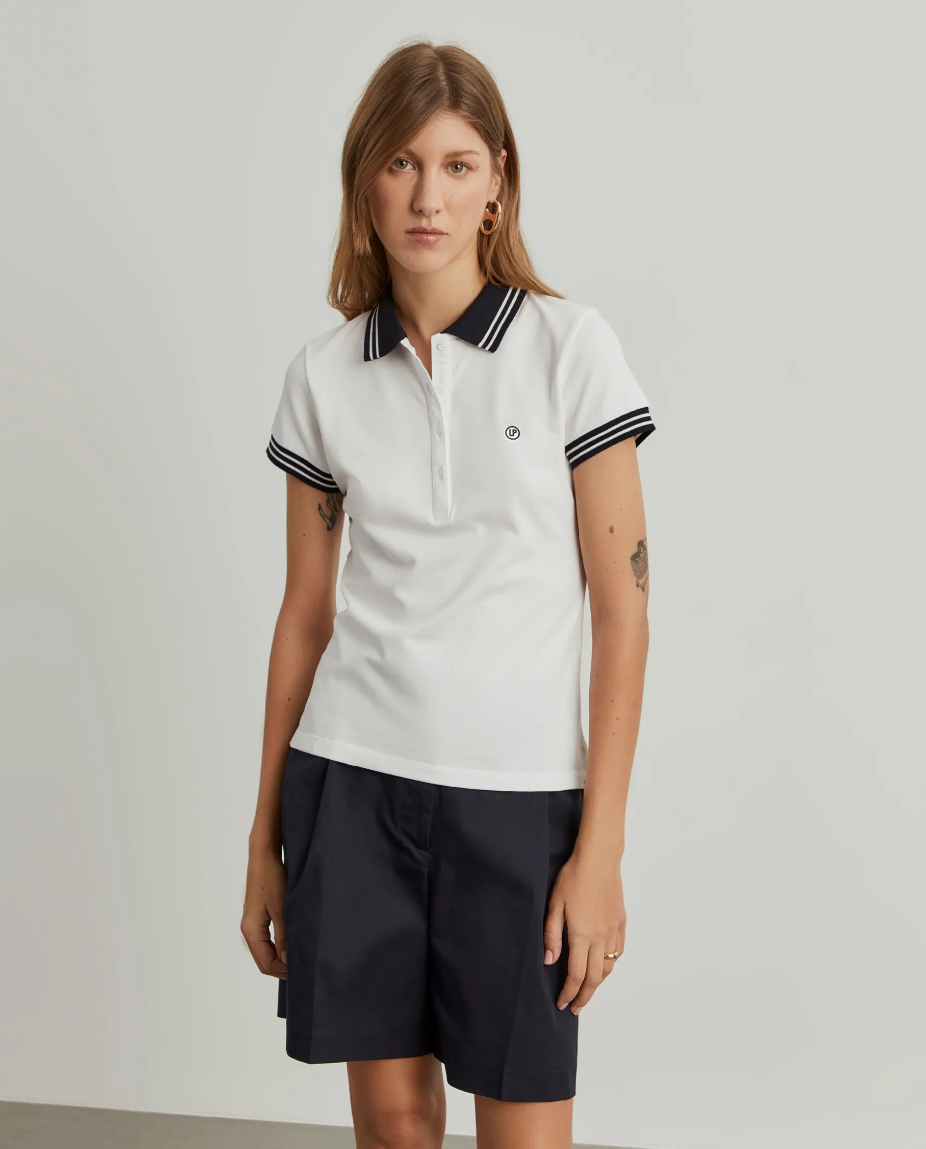 Polo piqué bicolor em algodão