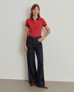 Polo piqué bicolor em algodão