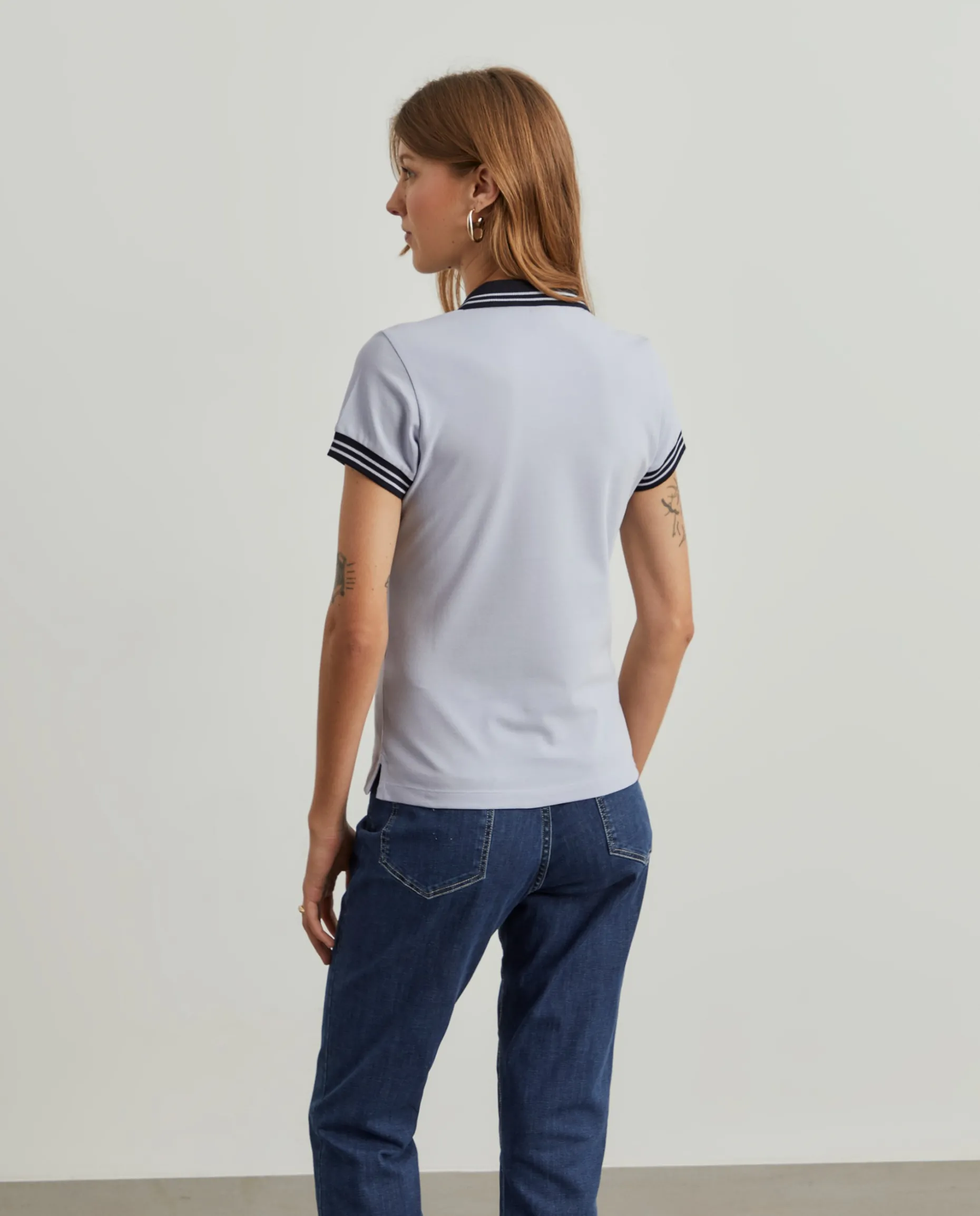 Polo piqué bicolor em algodão