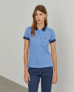 Polo piqué bicolor em algodão