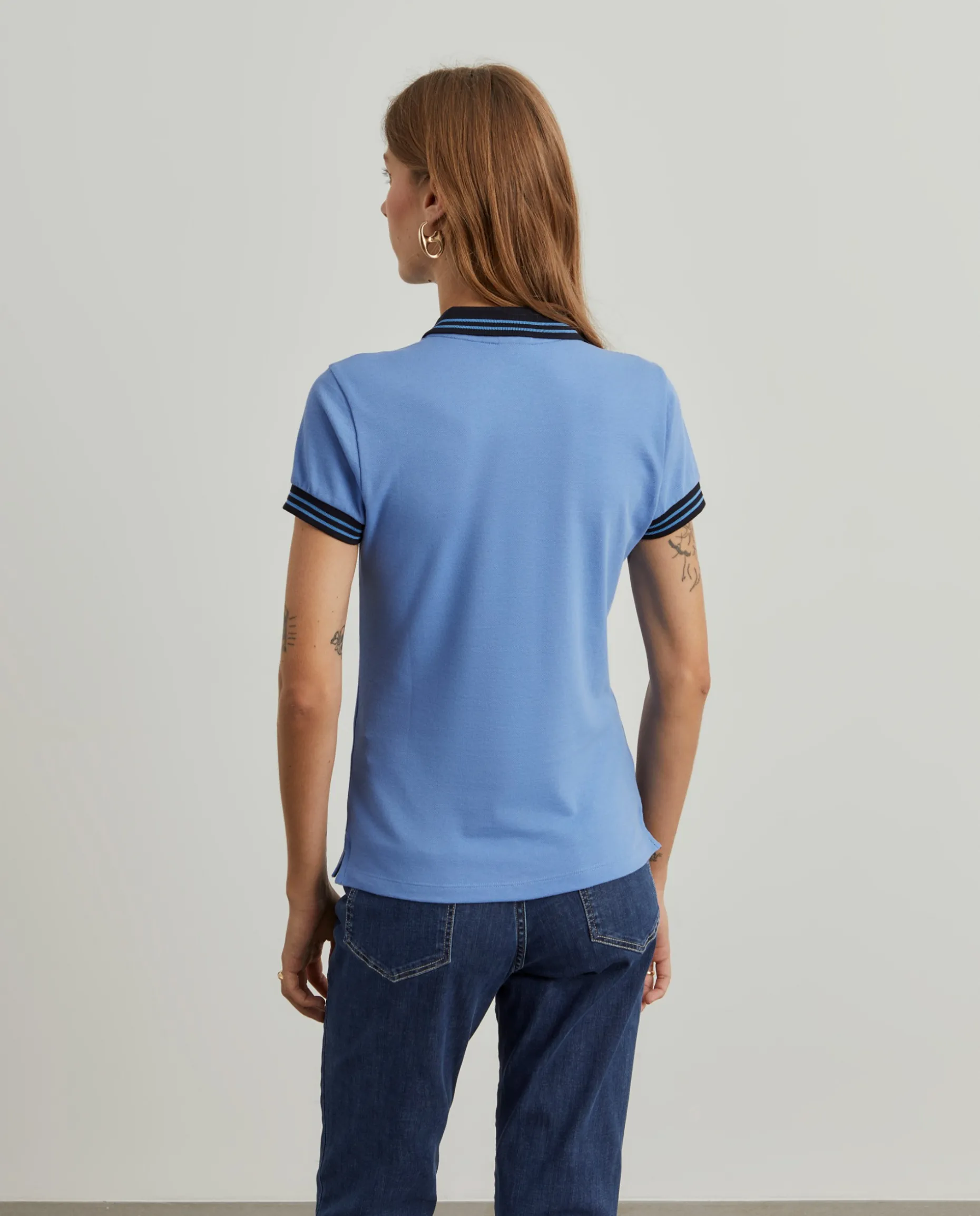 Polo piqué bicolor em algodão