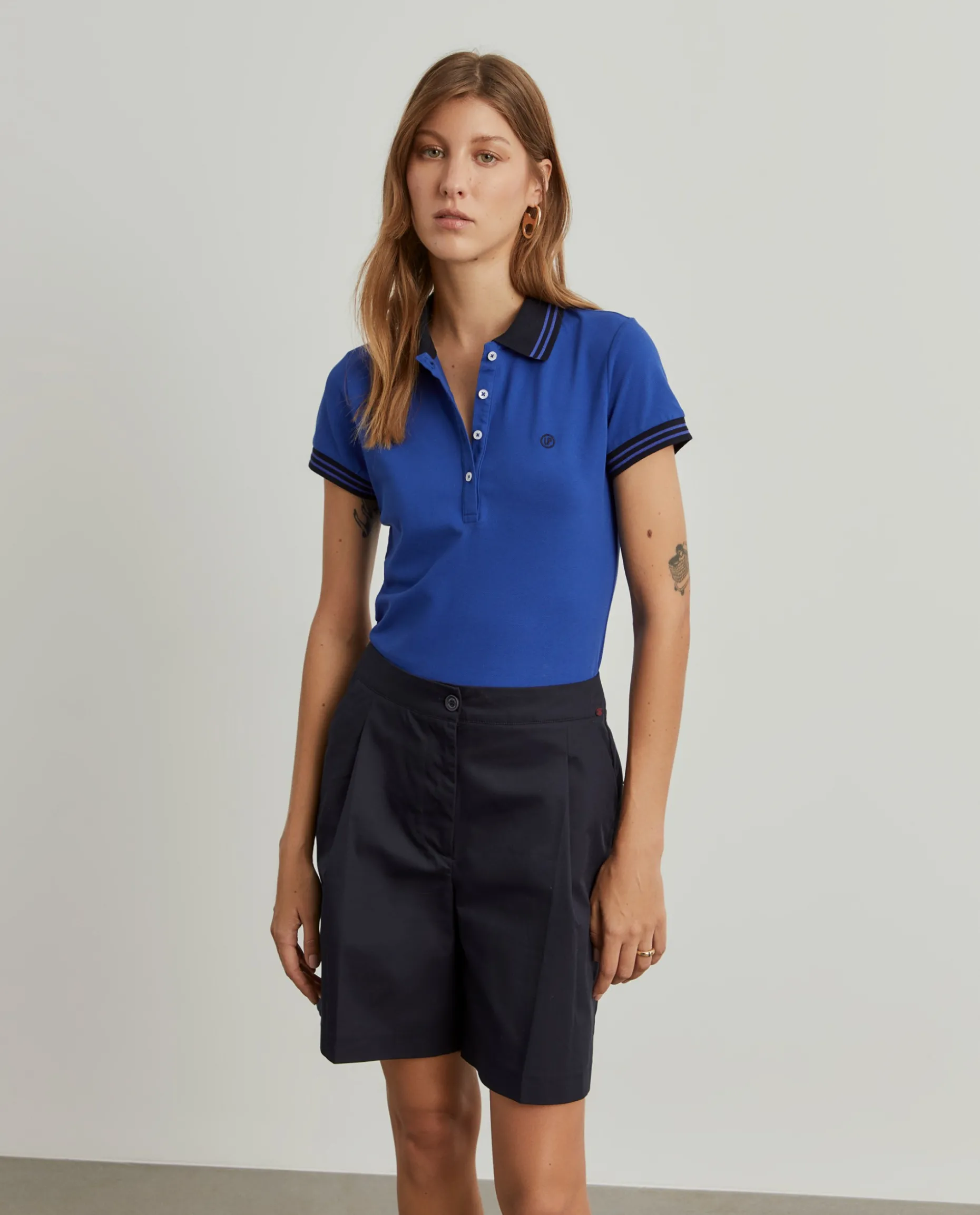 Polo piqué bicolor em algodão