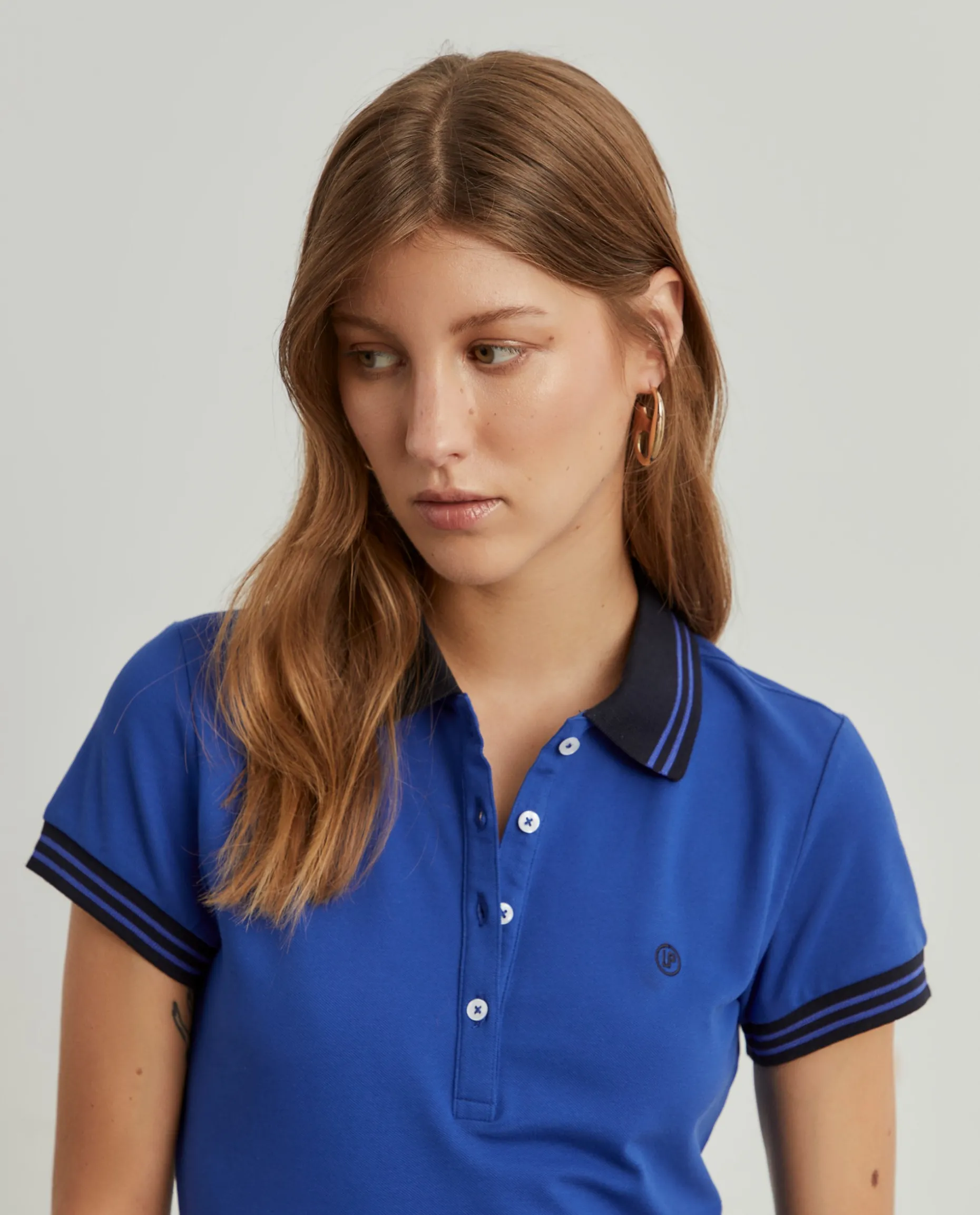 Polo piqué bicolor em algodão