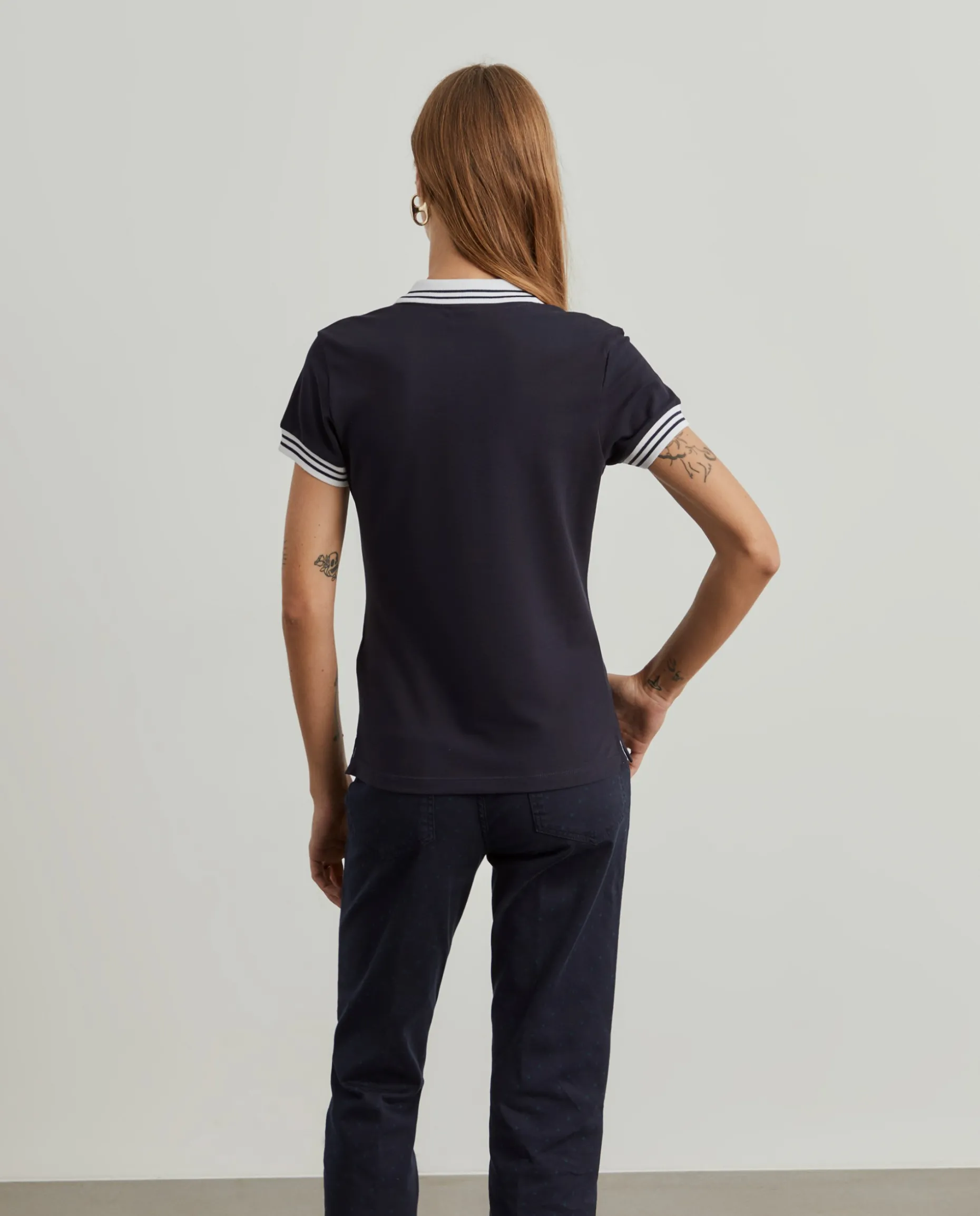 Polo piqué bicolor em algodão