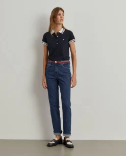 Polo piqué bicolor em algodão