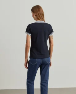 Polo piqué bicolor em algodão