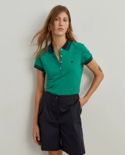 Polo piqué bicolor em algodão