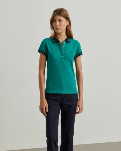 Polo piqué bicolor em algodão