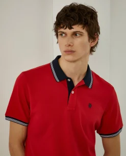 Polo piqué com riscas a contraste