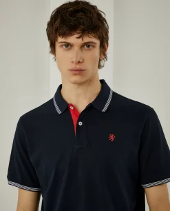 Polo piqué com riscas a contraste