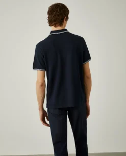 Polo piqué com riscas a contraste