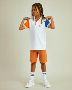 Polo piqué em algodão tricolor