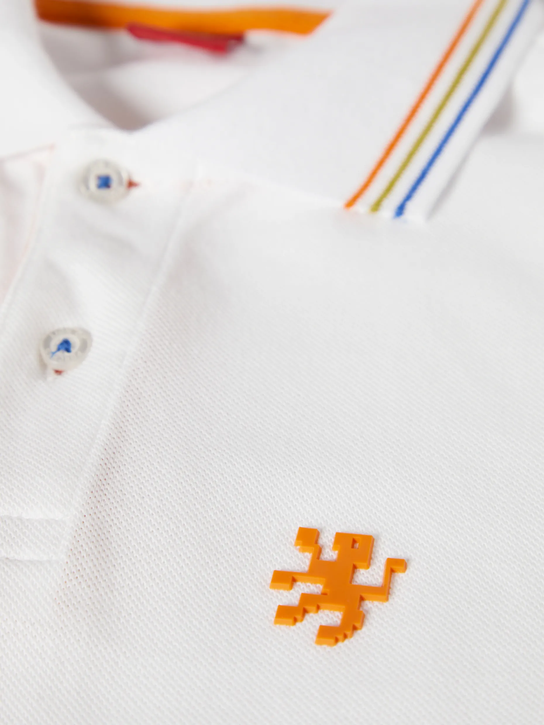 Polo piqué em algodão tricolor