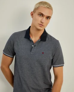 Polo piqué em malha bicolor