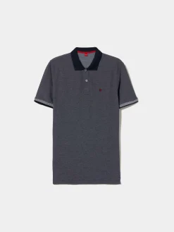 Polo piqué em malha bicolor