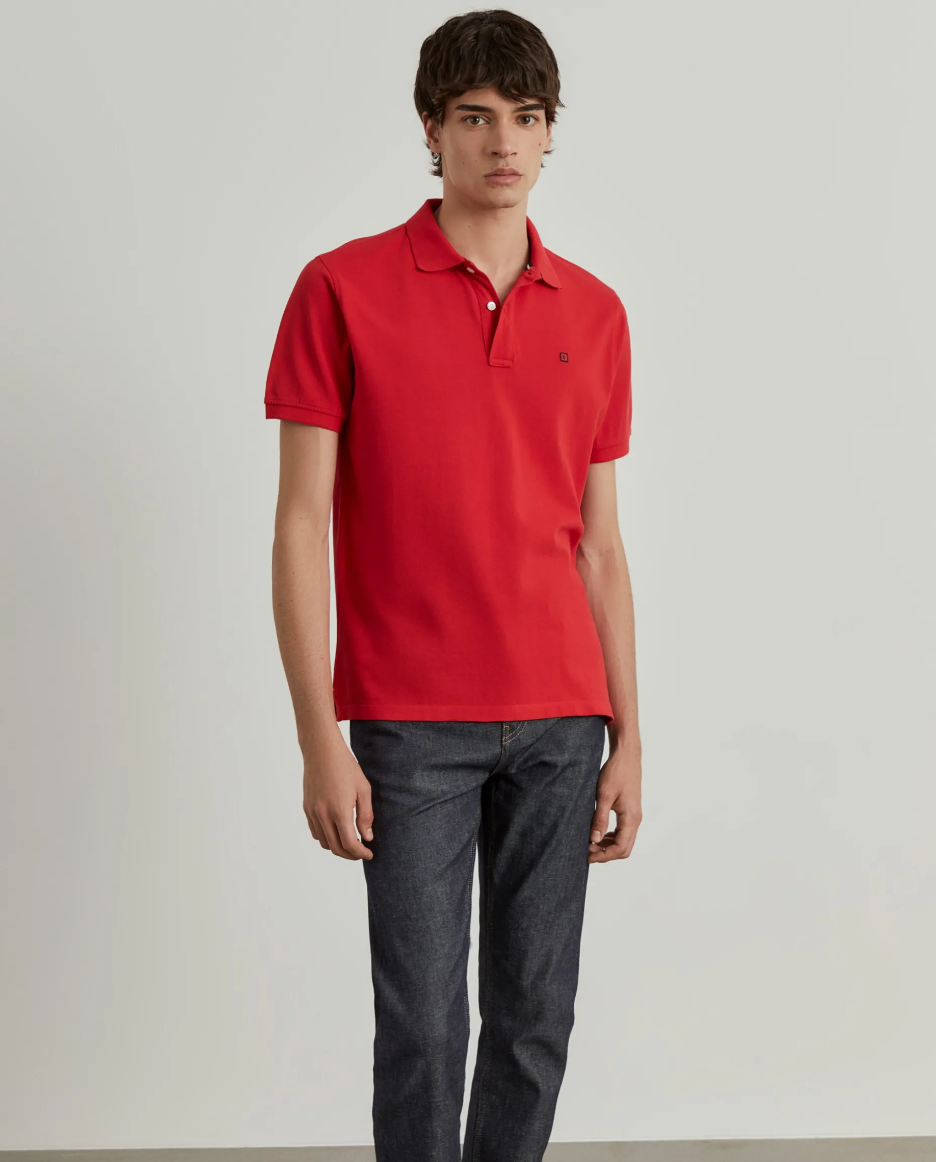 Polo piqué regular fit em algodão