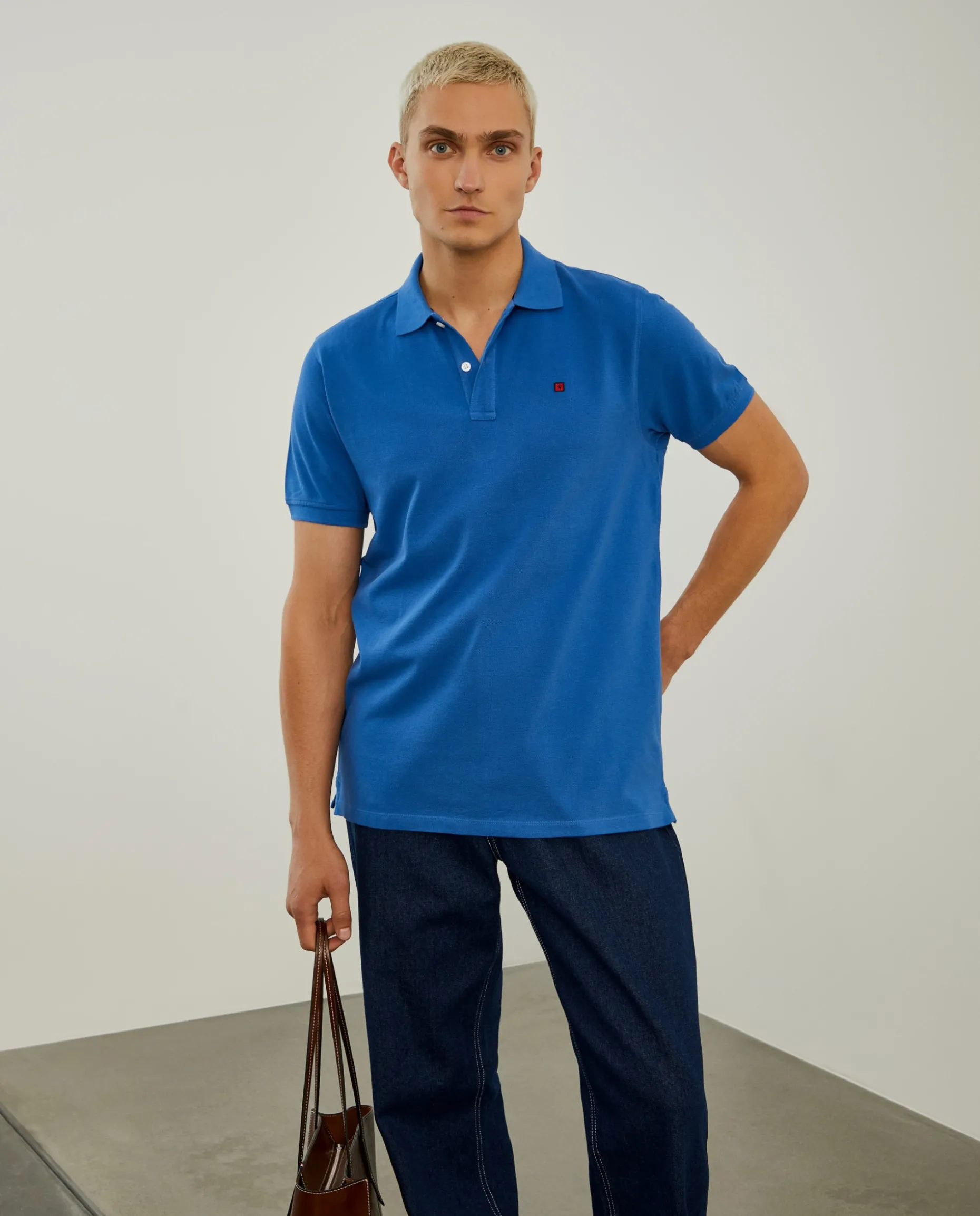 Polo piqué regular fit em algodão