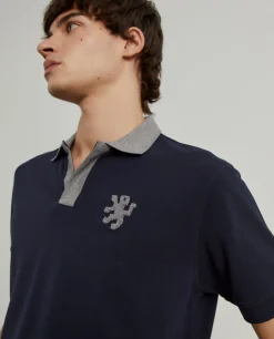 Polo piqué sem botões gola em contraste