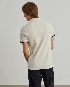 Polo piqué slim fit com riscas