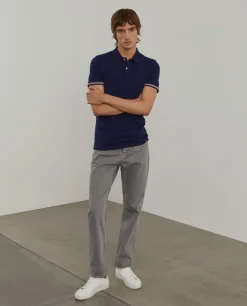 Polo piqué slim fit com riscas