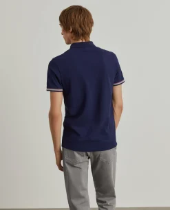 Polo piqué slim fit com riscas