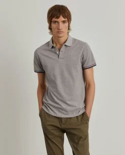 Polo piqué slim fit com riscas