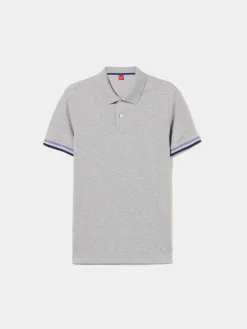 Polo piqué slim fit com riscas