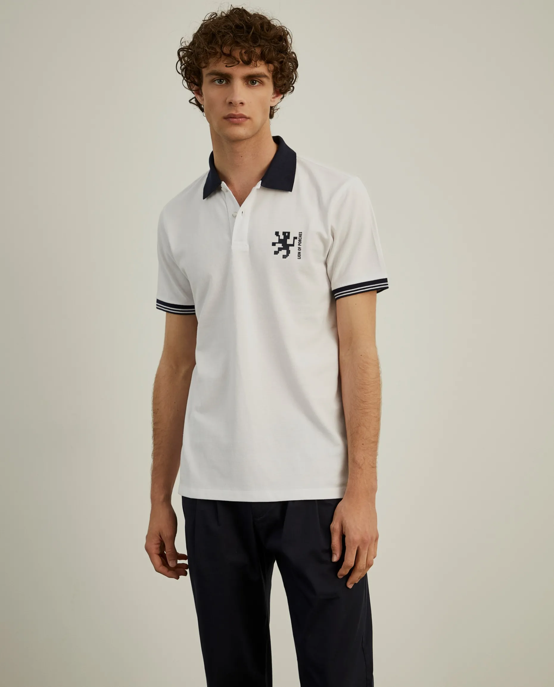 Polo piqué slim fit em algodão