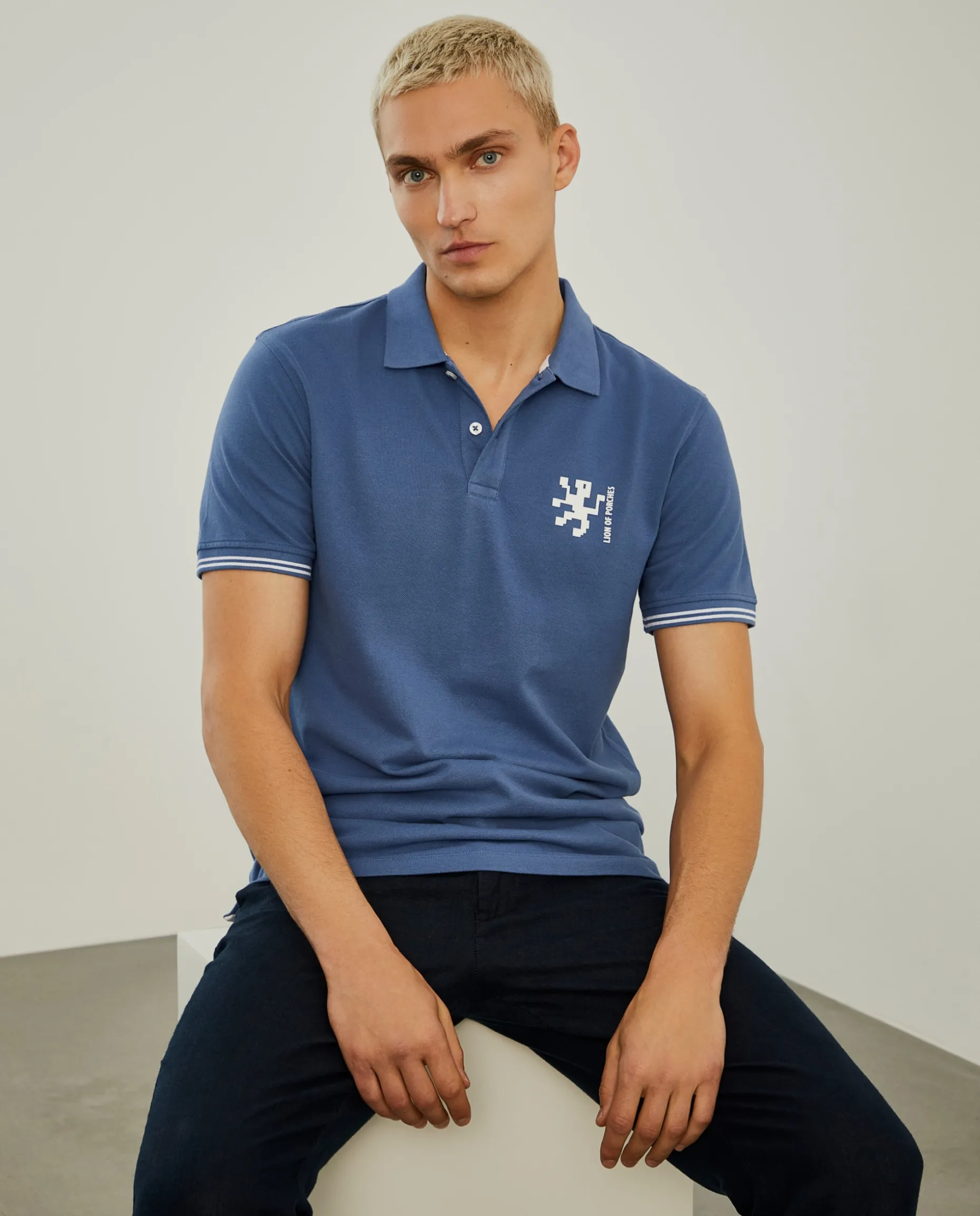 Polo piqué slim fit em algodão