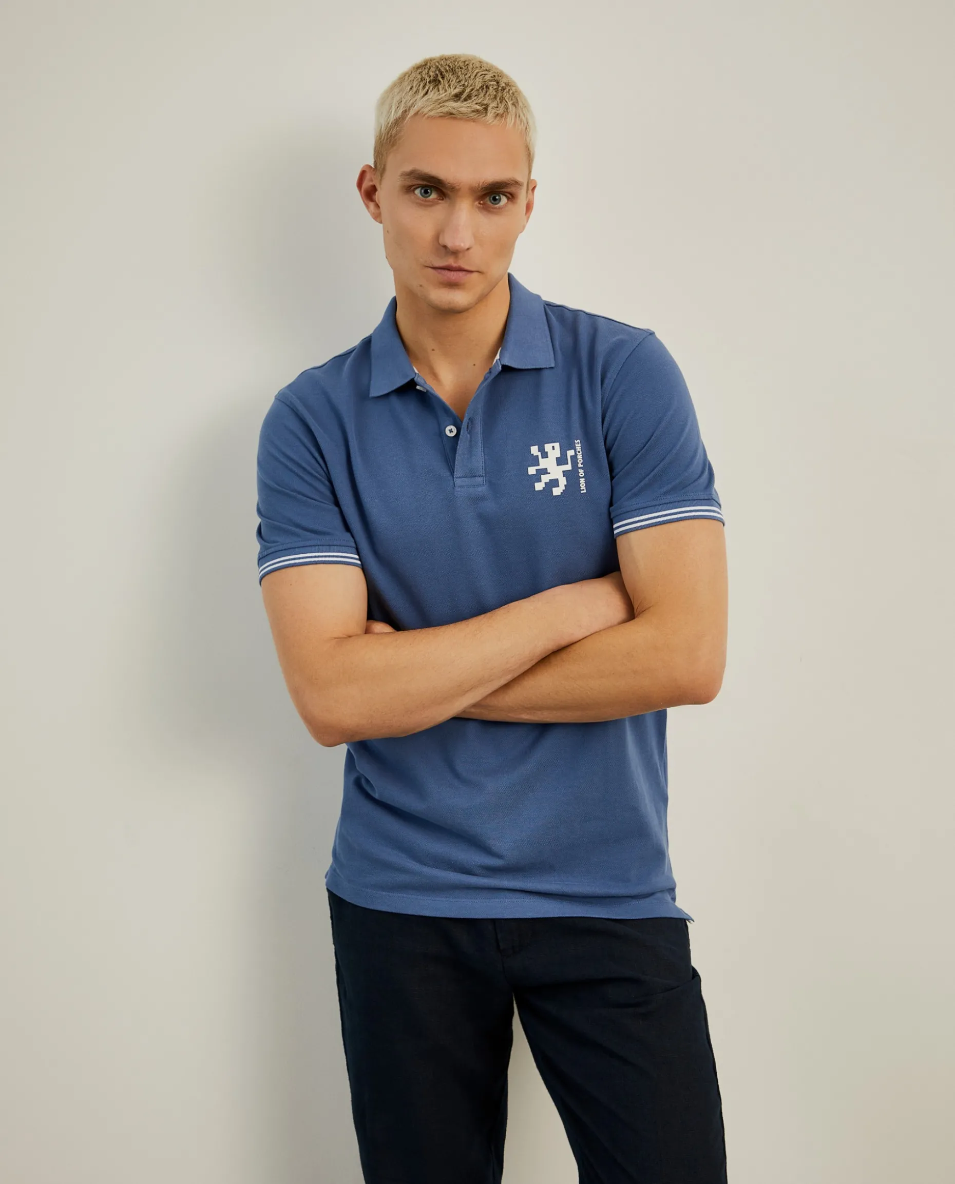 Polo piqué slim fit em algodão