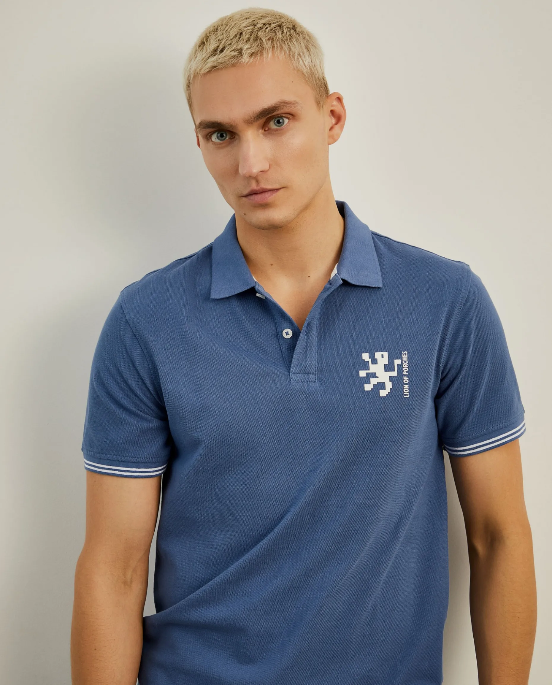 Polo piqué slim fit em algodão