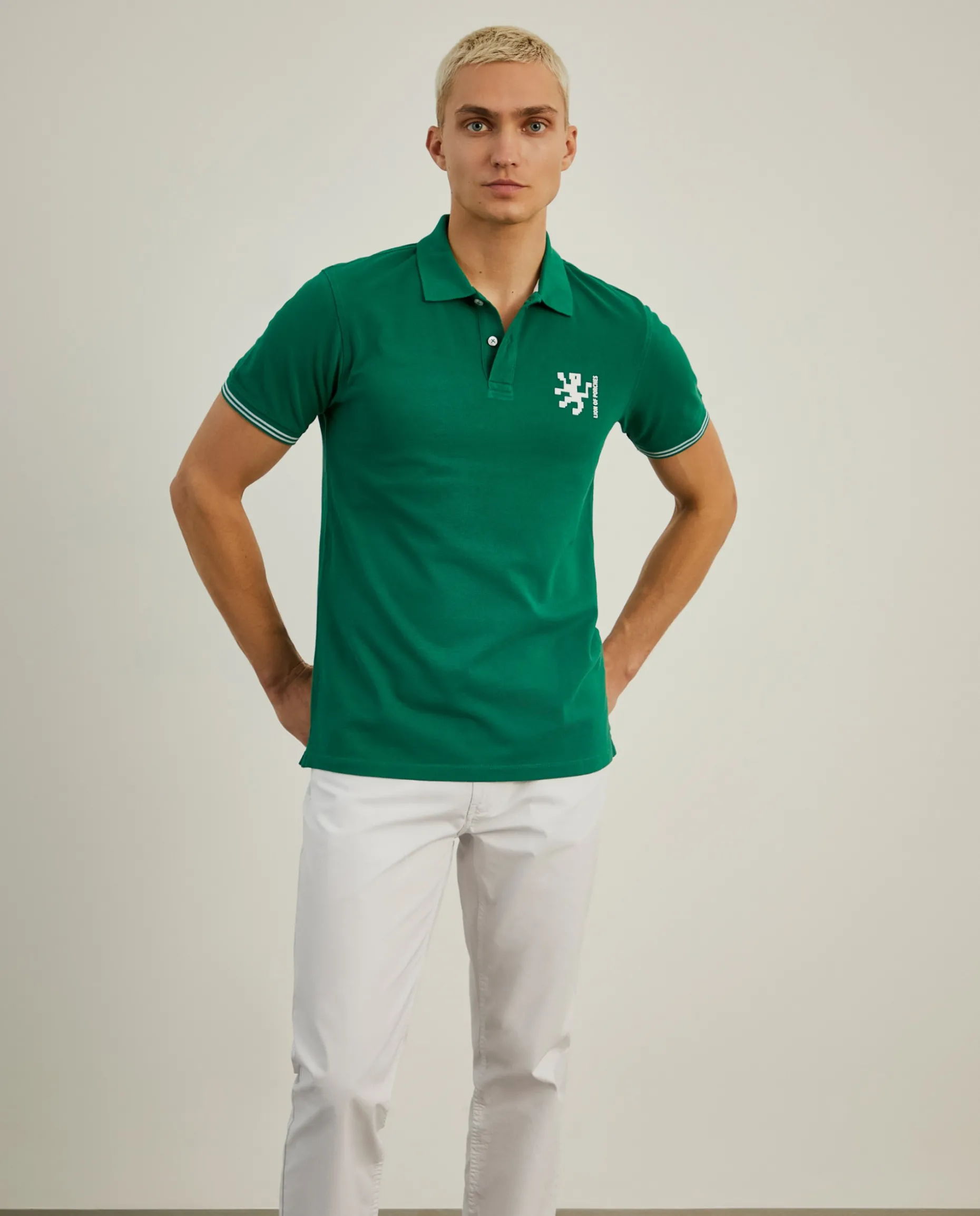 Polo piqué slim fit em algodão