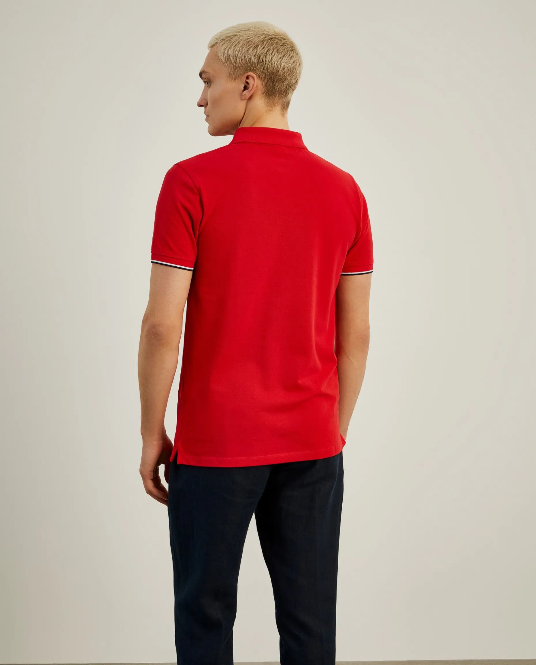 Polo piqué slim fit em algodão