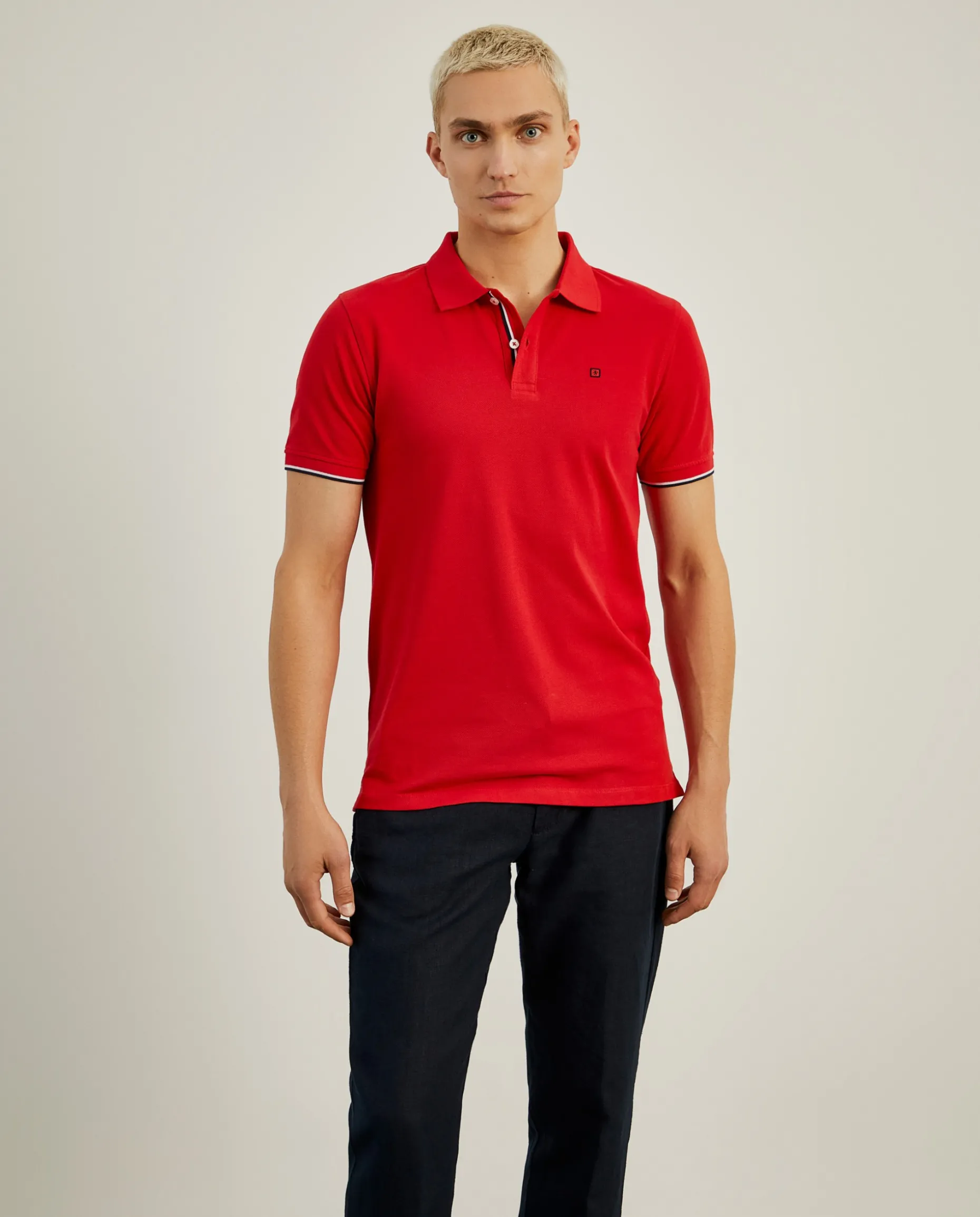 Polo piqué slim fit em algodão
