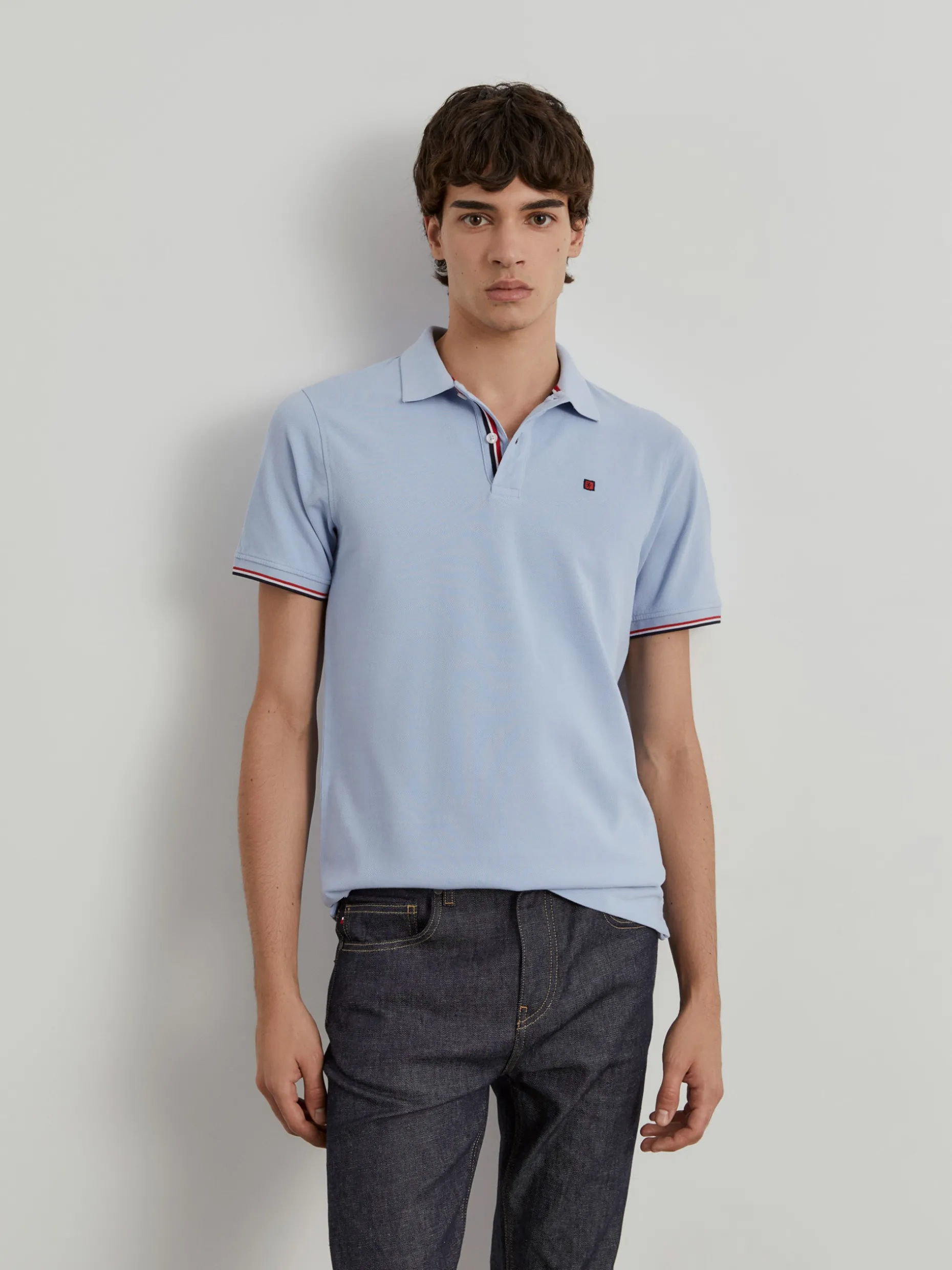 Polo piqué slim fit em algodão