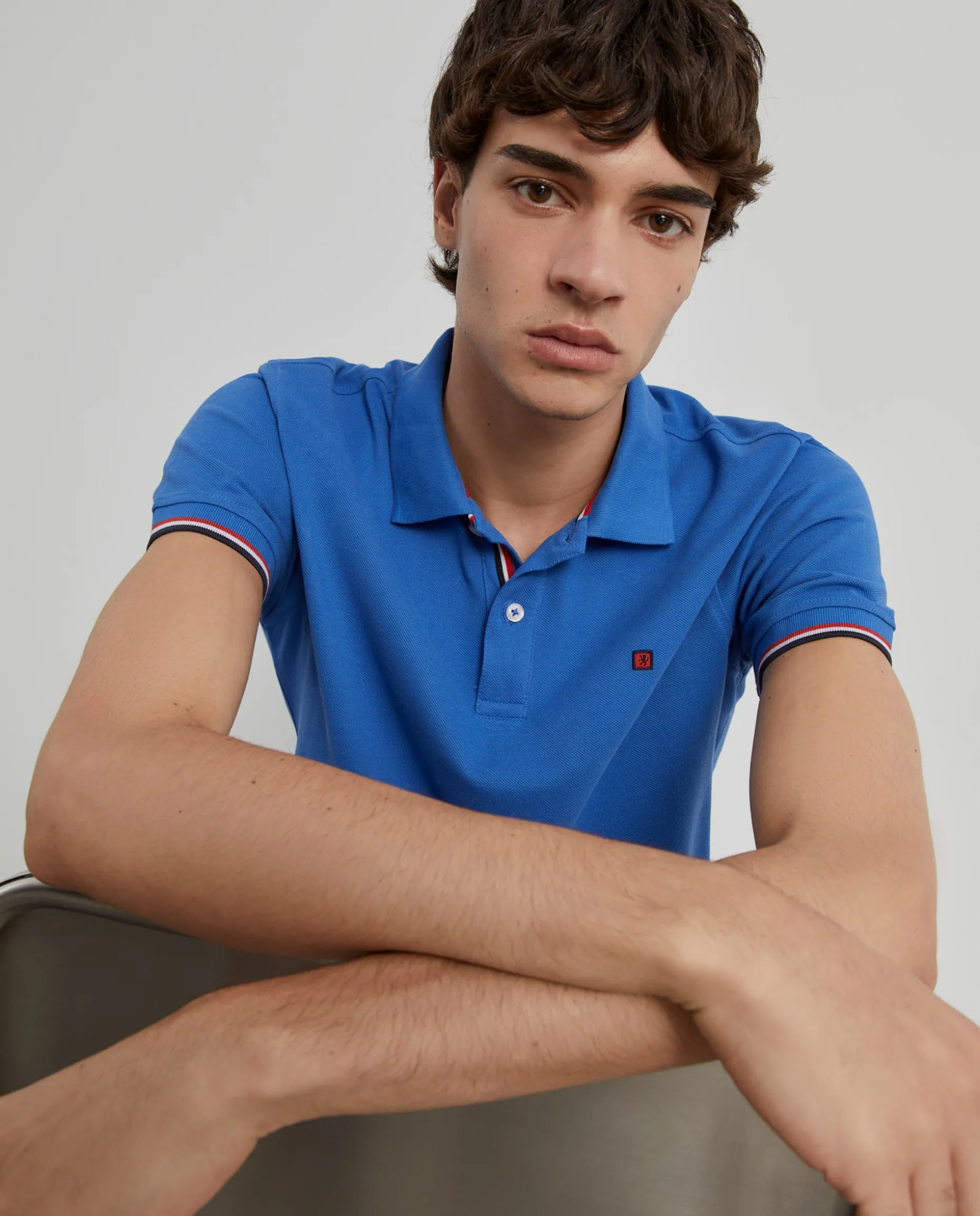 Polo piqué slim fit em algodão