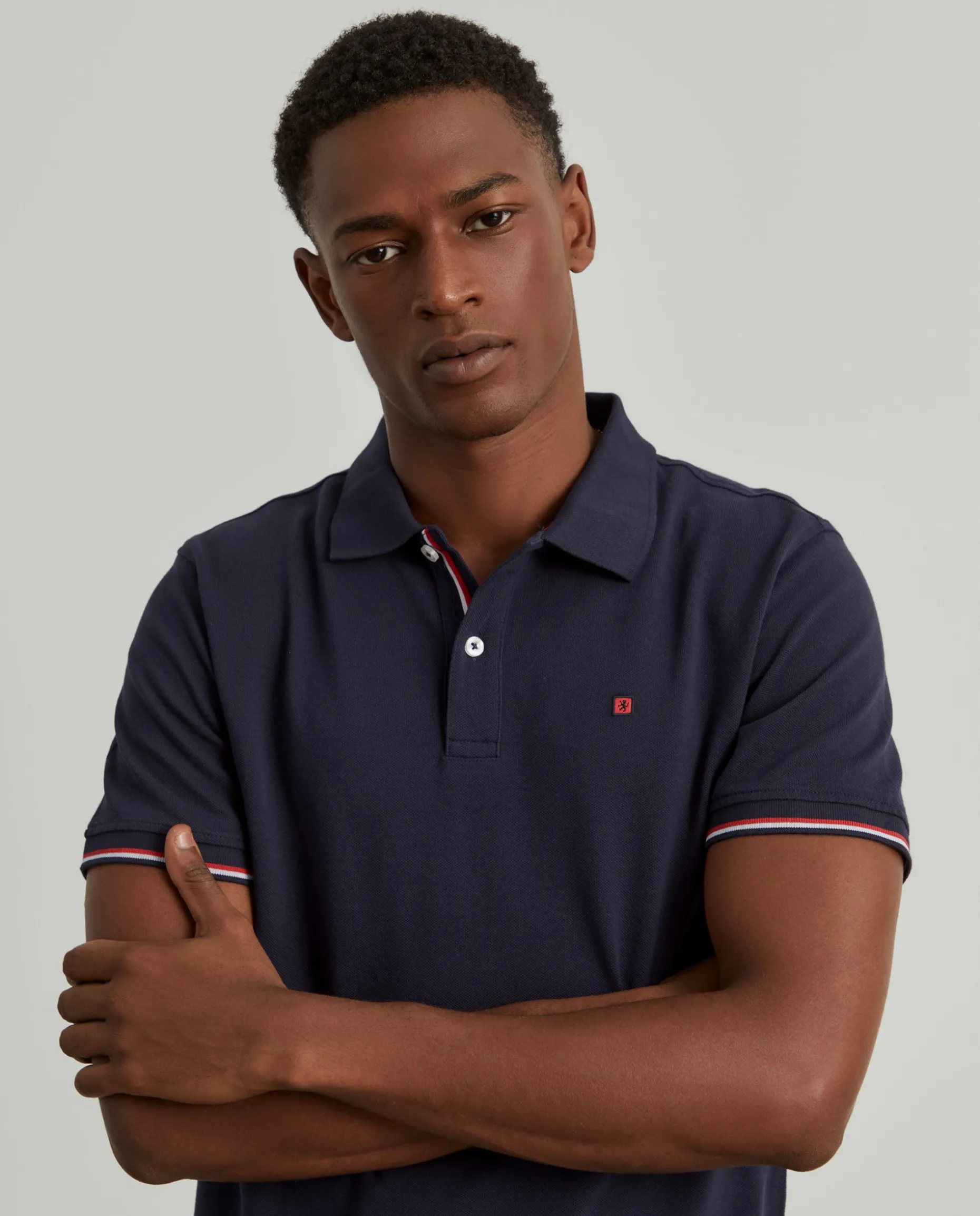 Polo piqué slim fit em algodão