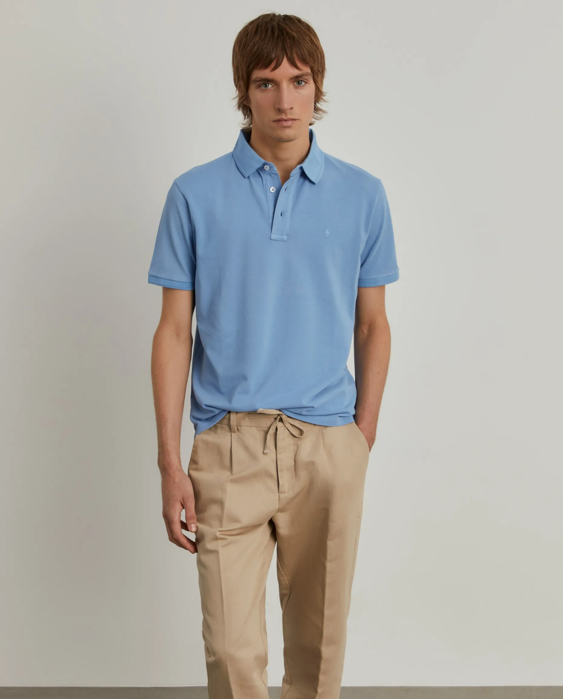 Polo piqué slim fit garment dye