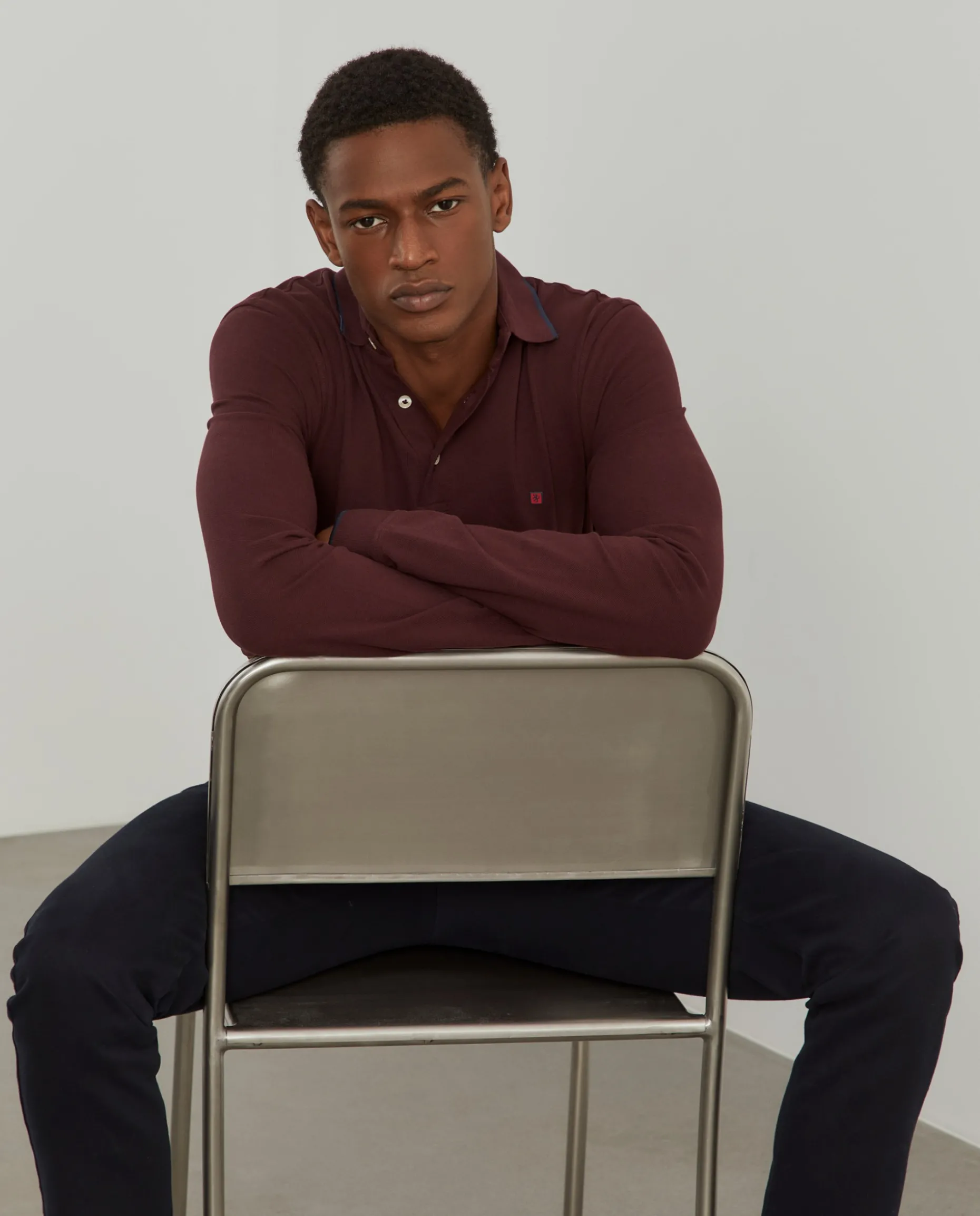 Polo piqué slim fit manga comprida