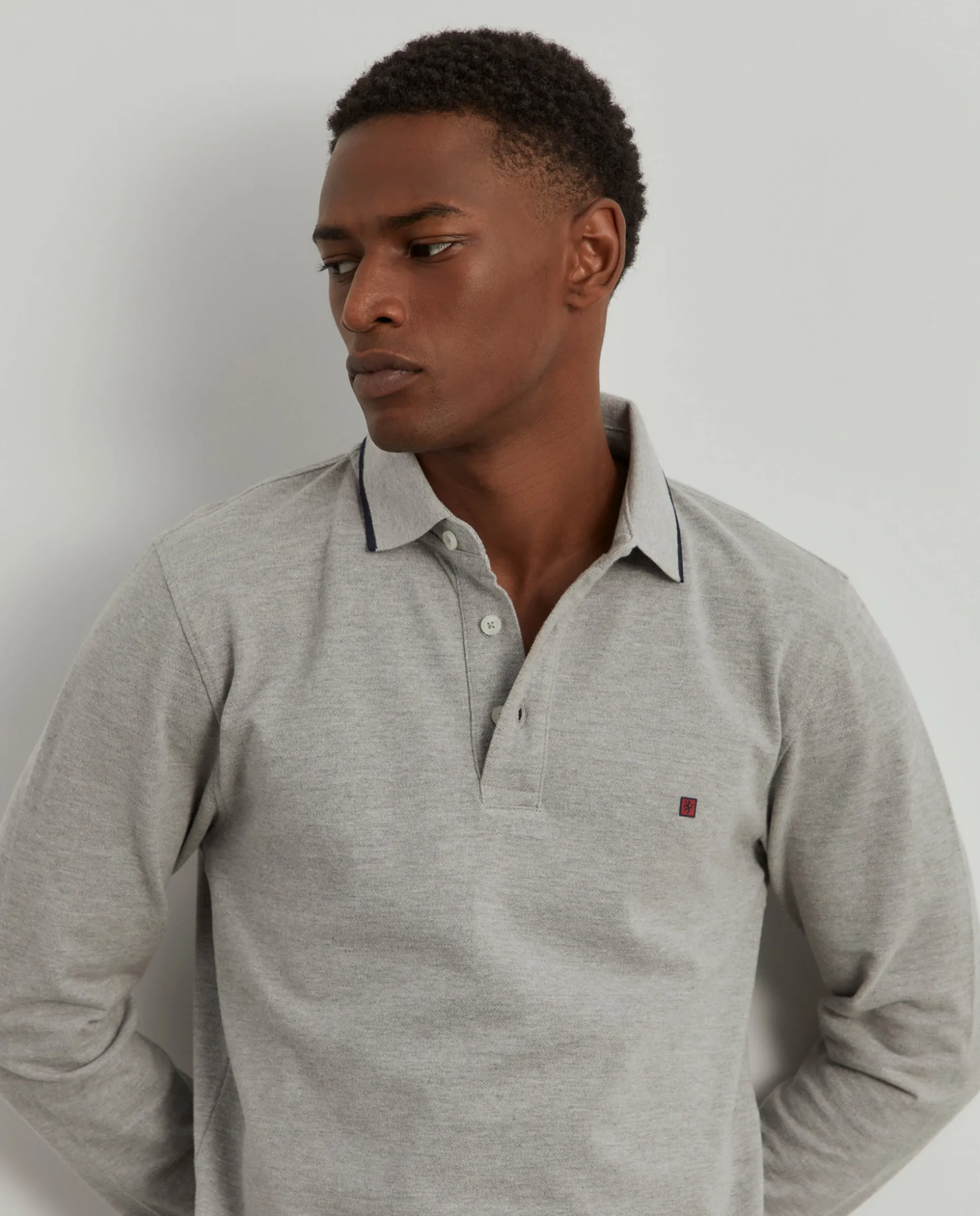 Polo piqué slim fit manga comprida