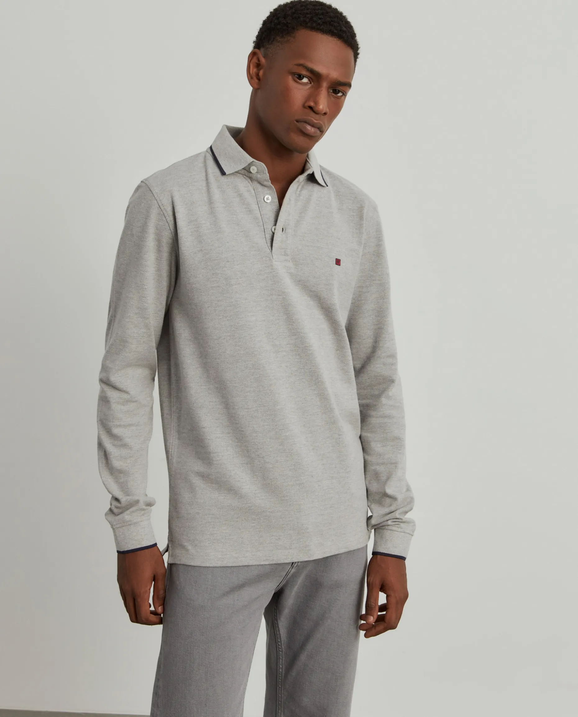 Polo piqué slim fit manga comprida