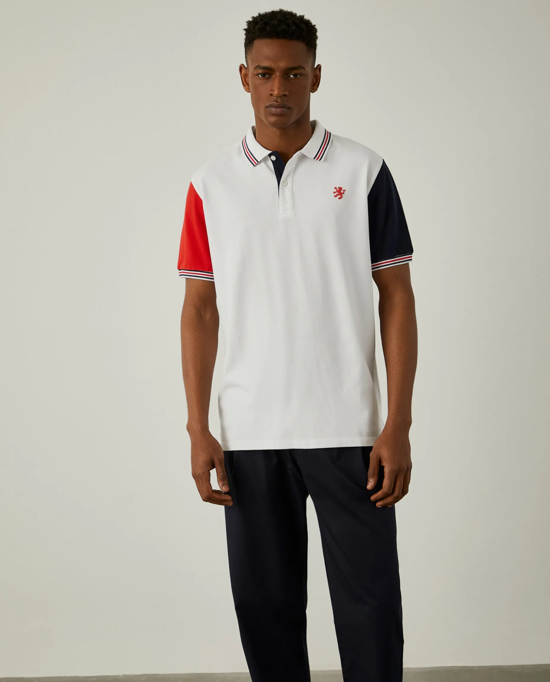 Polo piqué slim fit tricolor