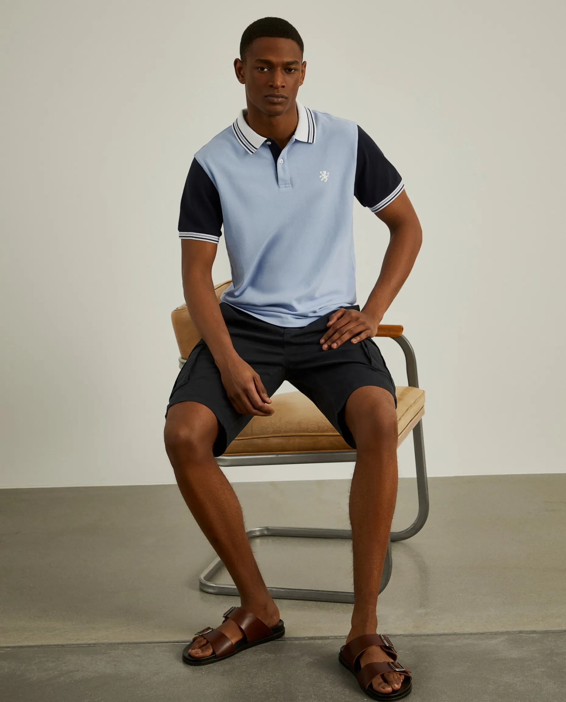 Polo piqué slim fit tricolor