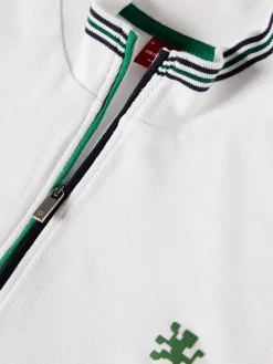 Polo piqué tricolor com fecho